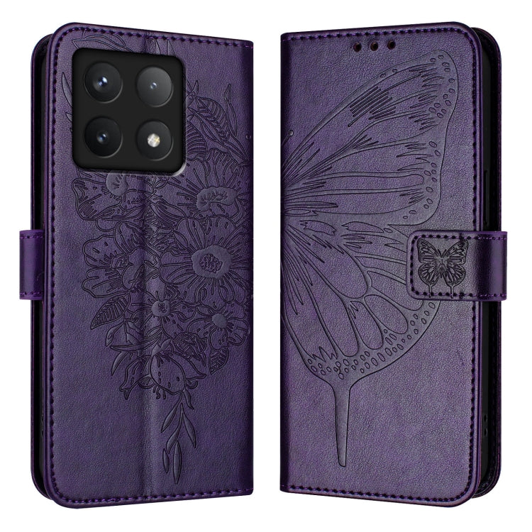 For Xiaomi 14T Embossed Butterfly Leather Phone Case