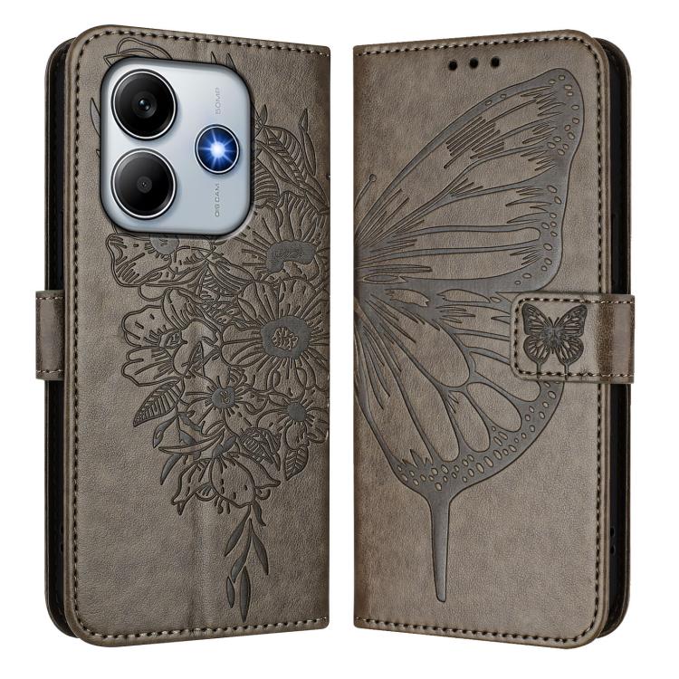 For Xiaomi Poco M7 Pro 5G Global Embossed Butterfly Leather Phone Case