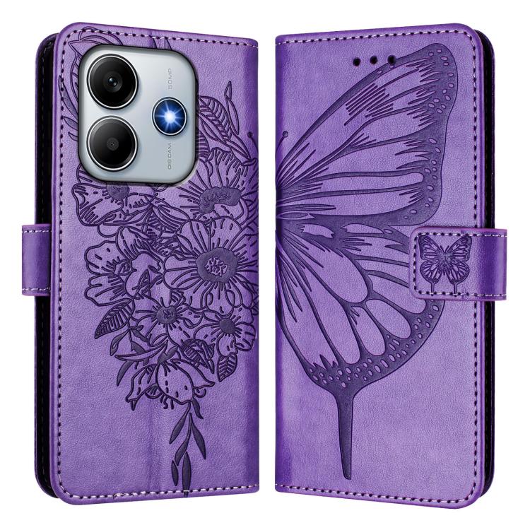 For Xiaomi Poco M7 Pro 5G Global Embossed Butterfly Leather Phone Case
