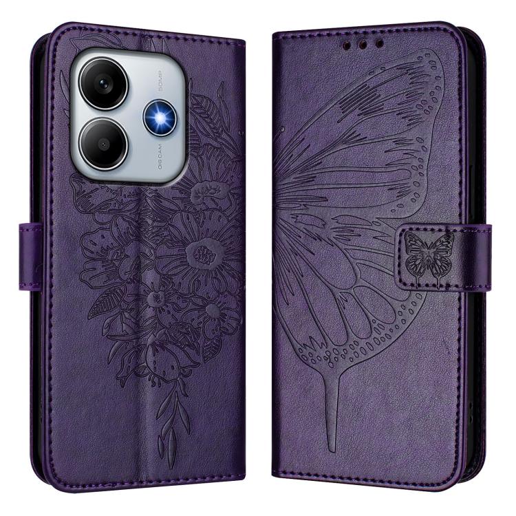 For Xiaomi Poco M7 Pro 5G Global Embossed Butterfly Leather Phone Case
