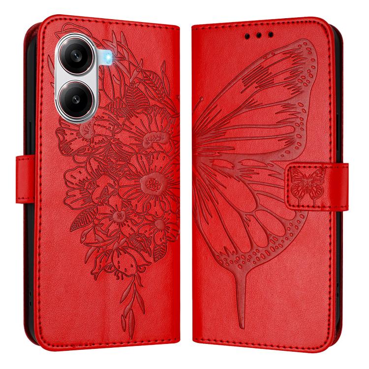 For Xiaomi Poco X7 Pro Embossed Butterfly Leather Phone Case