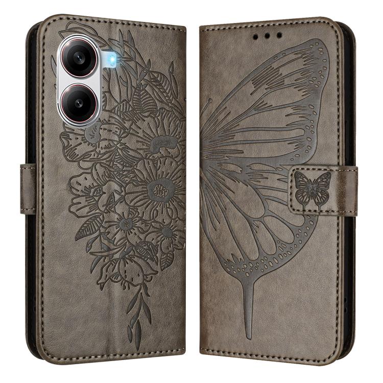 For Xiaomi Poco X7 Pro Embossed Butterfly Leather Phone Case