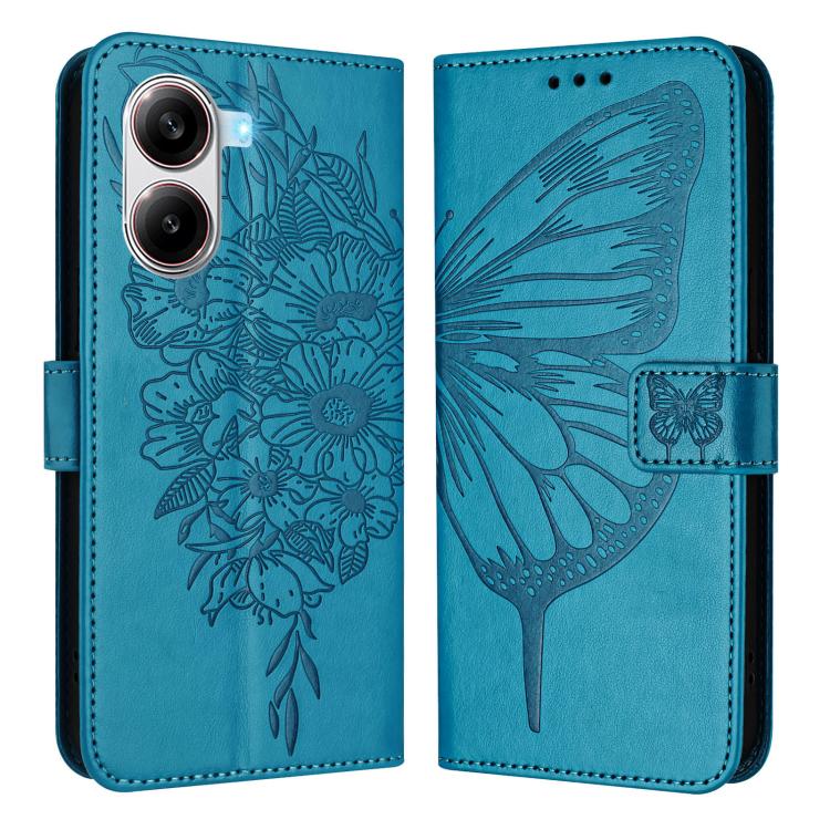 For Xiaomi Poco X7 Pro Embossed Butterfly Leather Phone Case