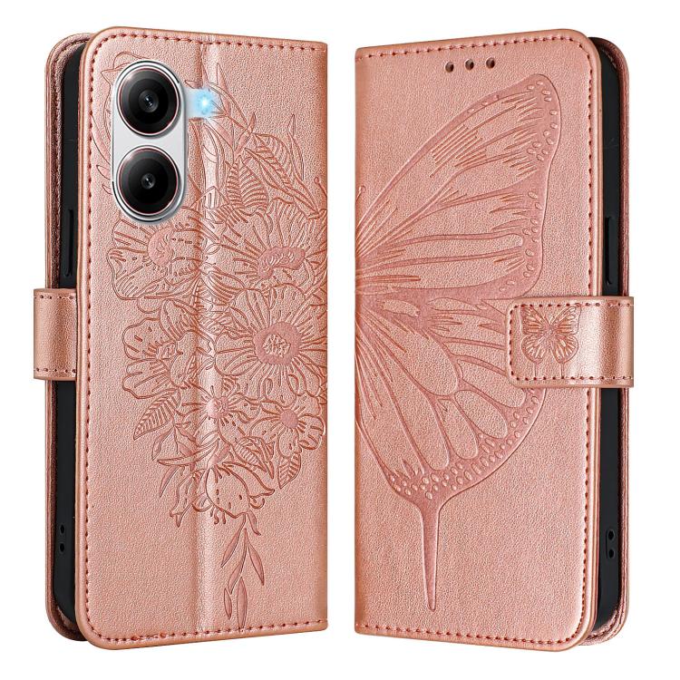 For Xiaomi Poco X7 Pro Embossed Butterfly Leather Phone Case