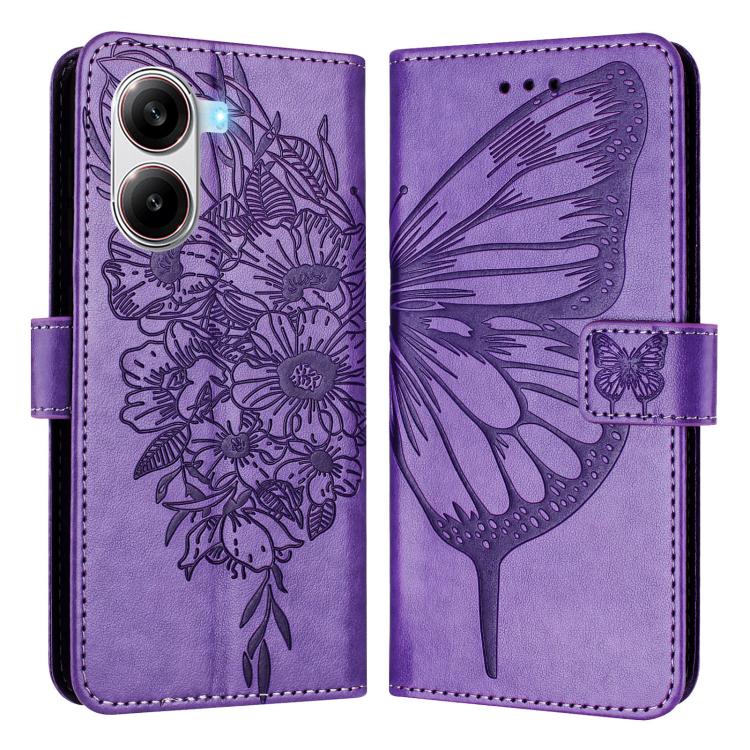For Xiaomi Poco X7 Pro Embossed Butterfly Leather Phone Case