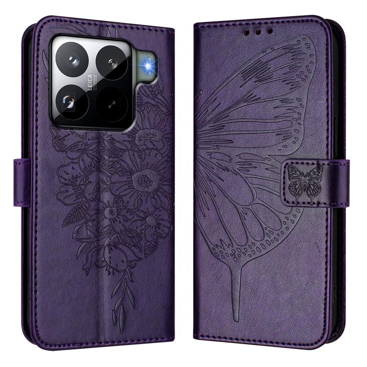 For Xiaomi 15S Pro 5G Embossed Butterfly Leather Phone Case