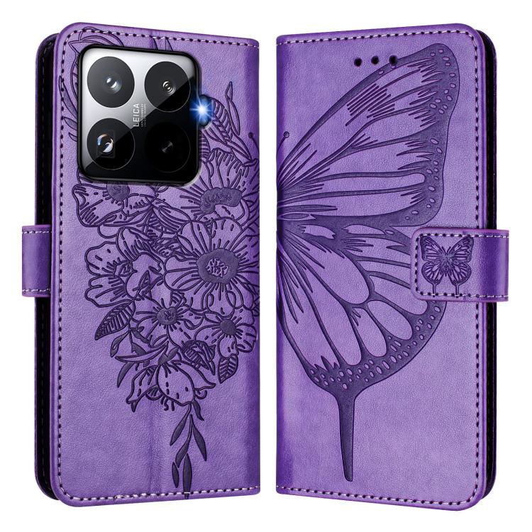 For Xiaomi 15T Pro 5G Embossed Butterfly Leather Phone Case