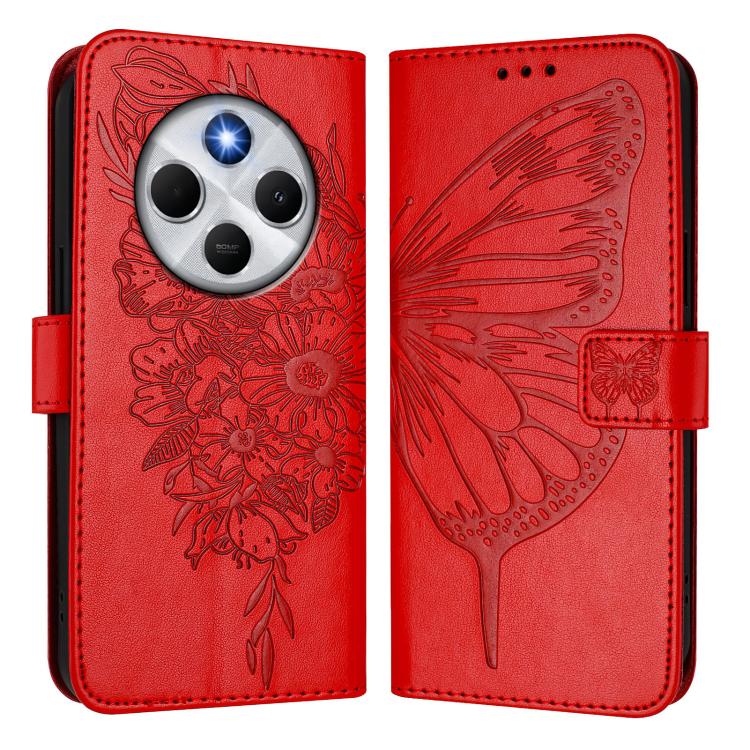 For Xiaomi Poco M7 5G / C75 4G Embossed Butterfly Leather Phone Case