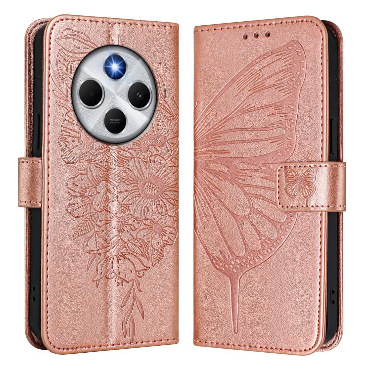 For Xiaomi Poco M7 5G / C75 4G Embossed Butterfly Leather Phone Case