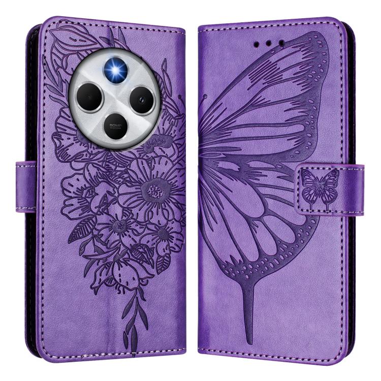 For Xiaomi Poco M7 5G / C75 4G Embossed Butterfly Leather Phone Case