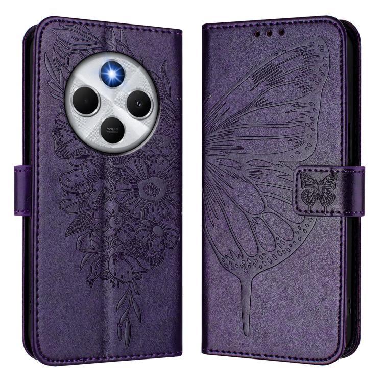 For Xiaomi Poco M7 5G / C75 4G Embossed Butterfly Leather Phone Case