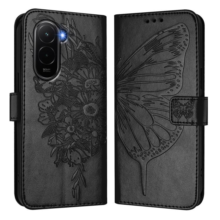 For Xiaomi Poco M7 4G 169mm Embossed Butterfly Leather Phone Case