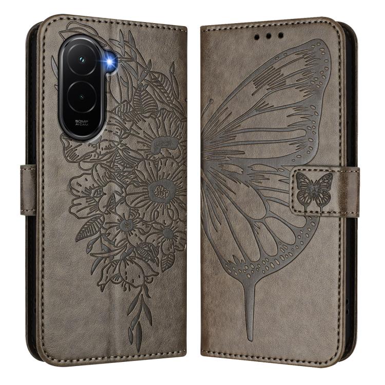 For Xiaomi Poco M7 4G 169mm Embossed Butterfly Leather Phone Case