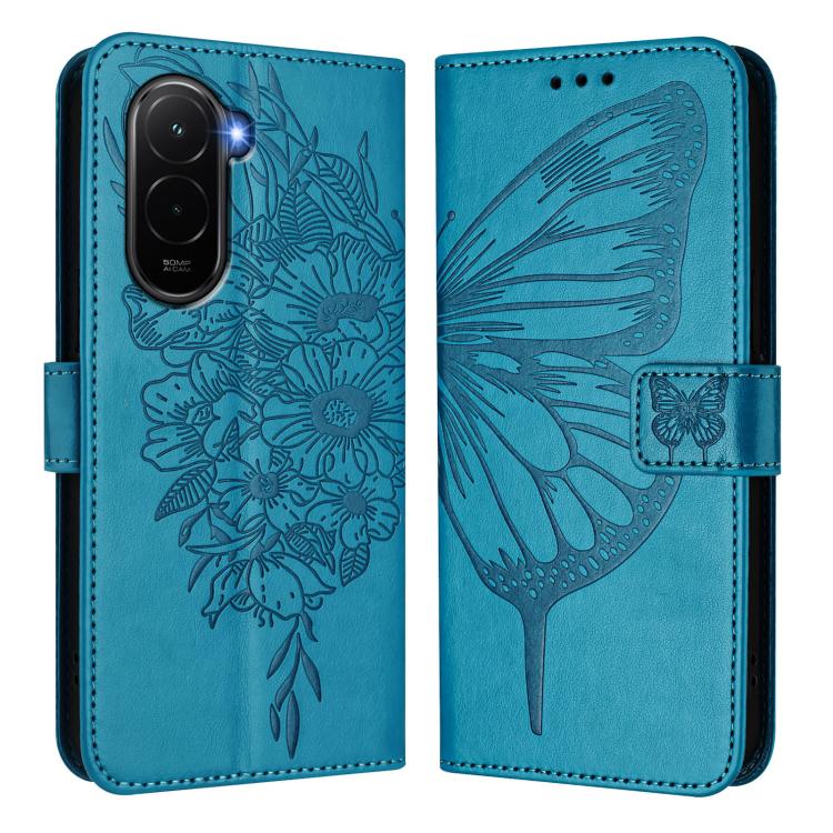 For Xiaomi Poco M7 4G 169mm Embossed Butterfly Leather Phone Case