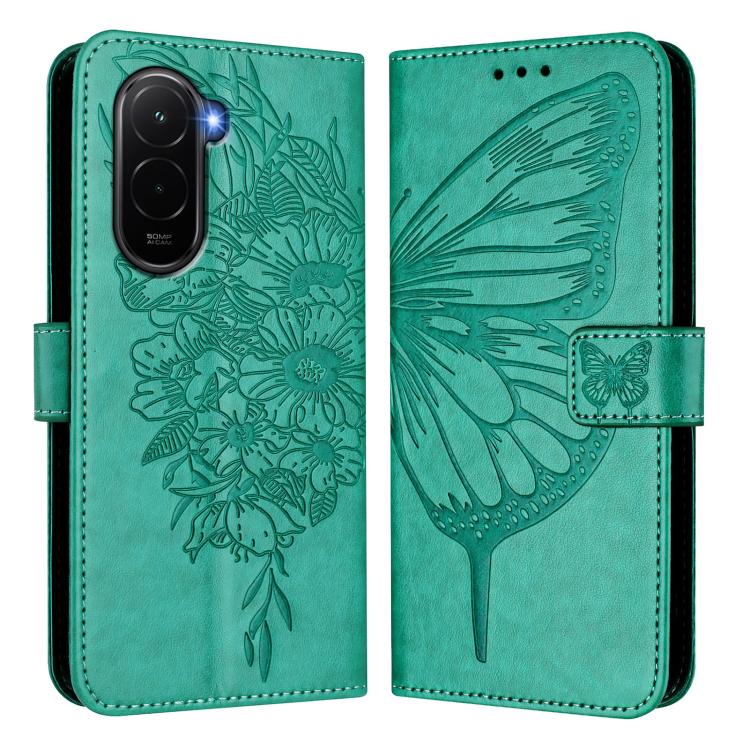 For Xiaomi Poco M7 4G 169mm Embossed Butterfly Leather Phone Case