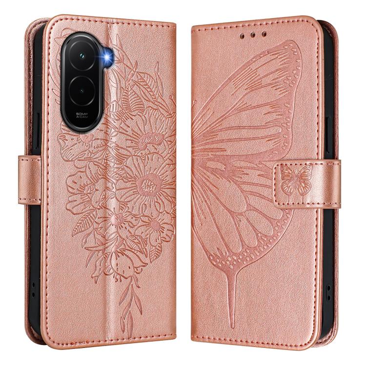 For Xiaomi Poco M7 4G 169mm Embossed Butterfly Leather Phone Case