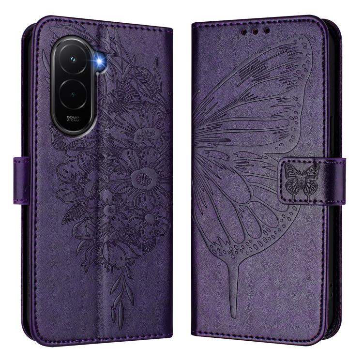 For Xiaomi Poco M7 4G 169mm Embossed Butterfly Leather Phone Case