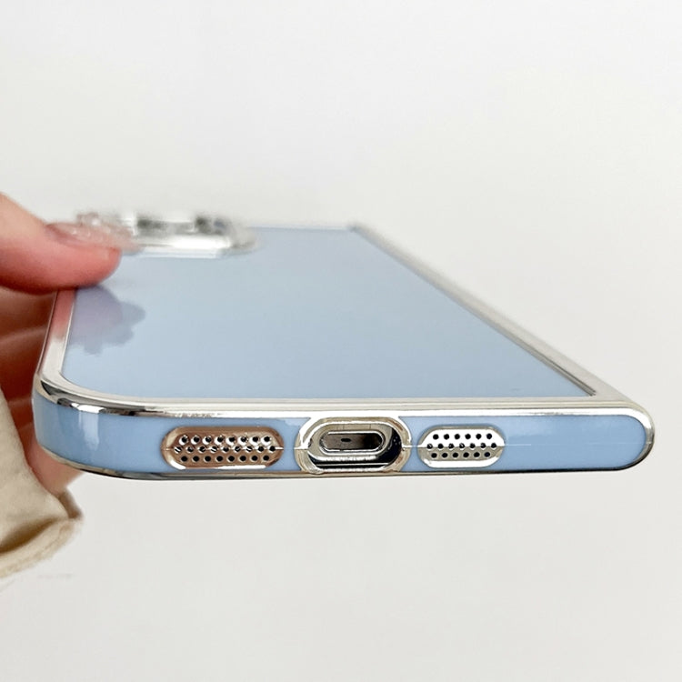 For iPhone 14 Electroplated Solid Color Fine Hole TPU Phone Case