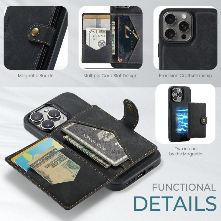 For iPhone 16 Pro Max JEEHOOD J01 Retro Magnetic Detachable Wallet Phone Case