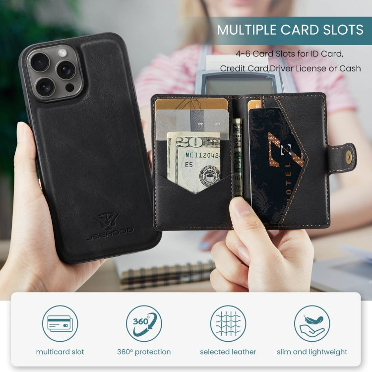For iPhone 16 Pro Max JEEHOOD J01 Retro Magnetic Detachable Wallet Phone Case