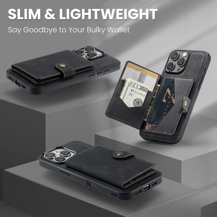For iPhone 16 Pro Max JEEHOOD J01 Retro Magnetic Detachable Wallet Phone Case