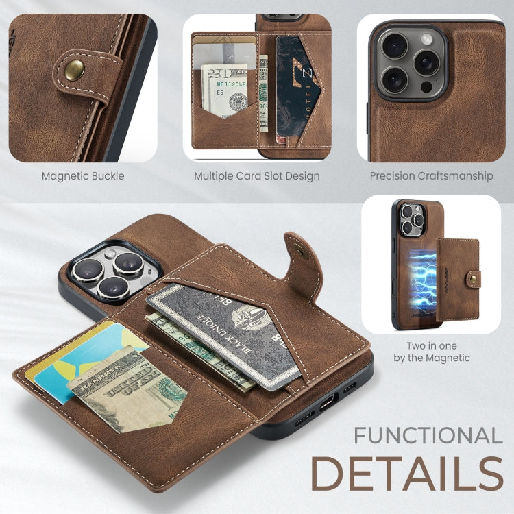 For iPhone 16 Pro Max JEEHOOD J01 Retro Magnetic Detachable Wallet Phone Case
