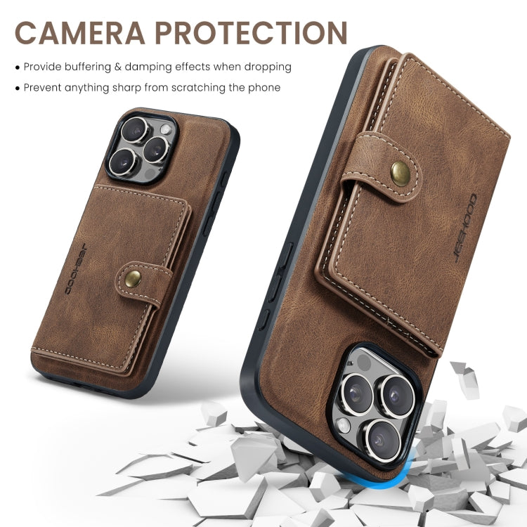 For iPhone 16 Pro Max JEEHOOD J01 Retro Magnetic Detachable Wallet Phone Case