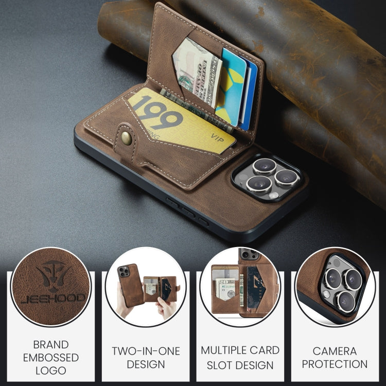 For iPhone 16 Pro Max JEEHOOD J01 Retro Magnetic Detachable Wallet Phone Case