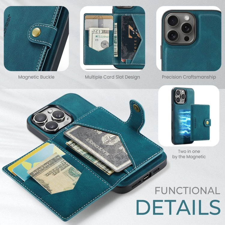 For iPhone 16 Pro Max JEEHOOD J01 Retro Magnetic Detachable Wallet Phone Case
