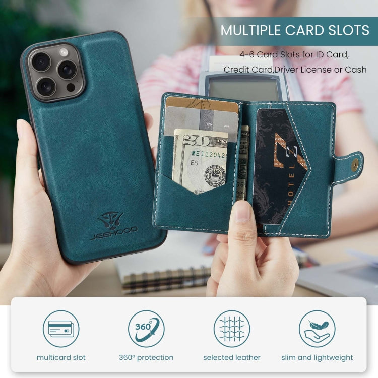 For iPhone 16 Pro Max JEEHOOD J01 Retro Magnetic Detachable Wallet Phone Case