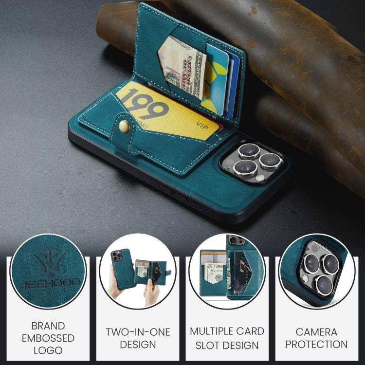 For iPhone 16 Pro Max JEEHOOD J01 Retro Magnetic Detachable Wallet Phone Case