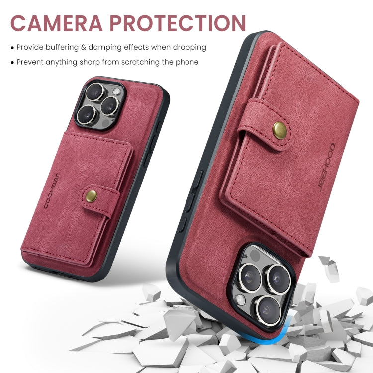 For iPhone 16 Pro Max JEEHOOD J01 Retro Magnetic Detachable Wallet Phone Case