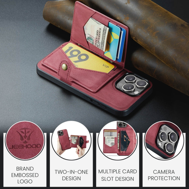 For iPhone 16 Pro Max JEEHOOD J01 Retro Magnetic Detachable Wallet Phone Case