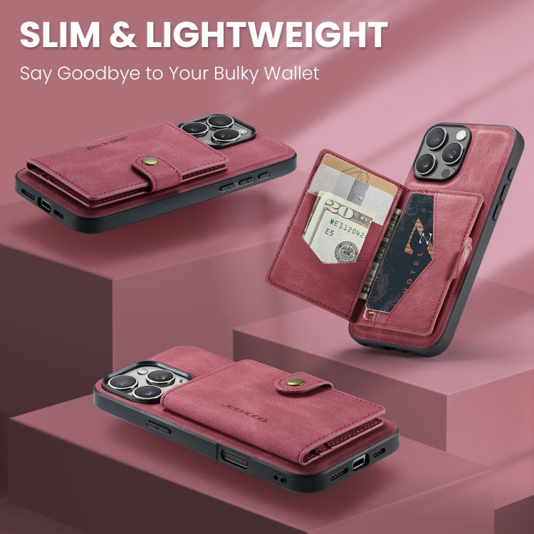 For iPhone 16 Pro Max JEEHOOD J01 Retro Magnetic Detachable Wallet Phone Case