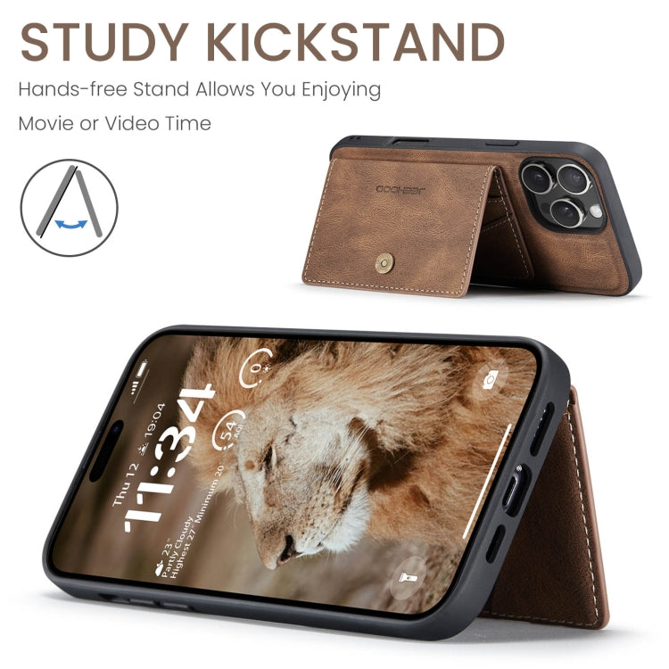 For iPhone 16 Pro JEEHOOD J01 Retro Magnetic Detachable Wallet Phone Case