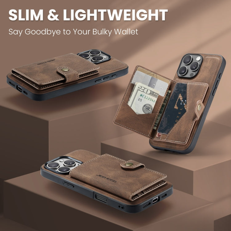 For iPhone 16 Pro JEEHOOD J01 Retro Magnetic Detachable Wallet Phone Case