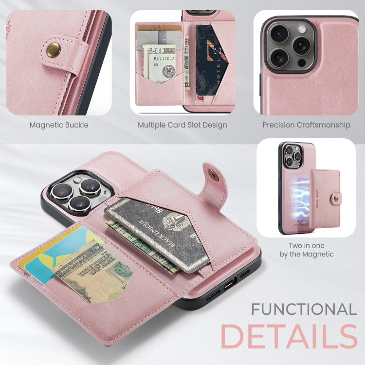For iPhone 16 Pro JEEHOOD J01 Retro Magnetic Detachable Wallet Phone Case