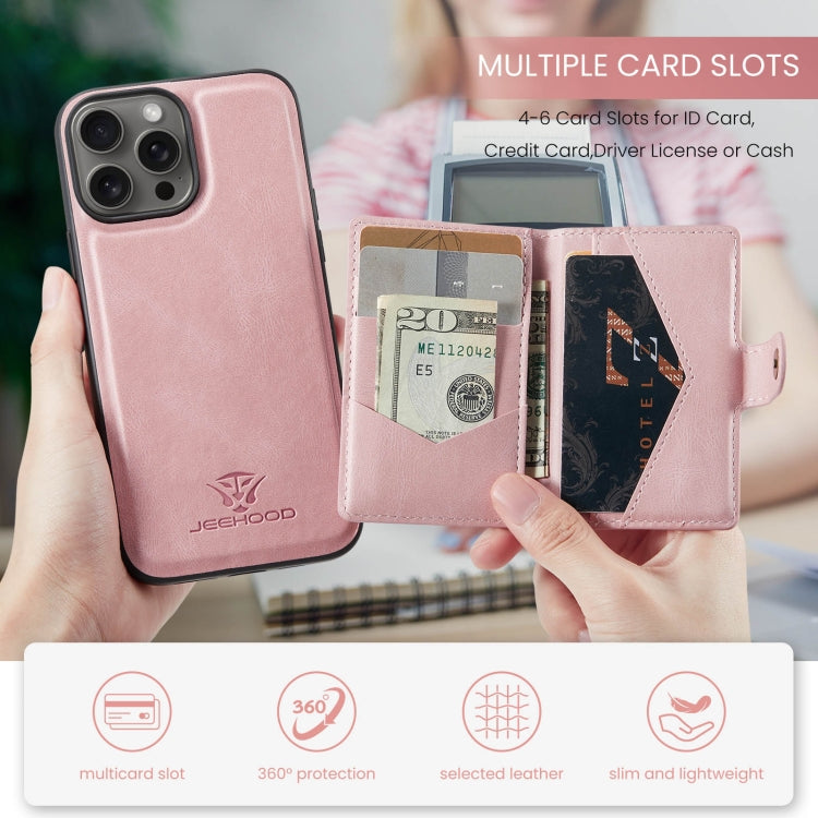 For iPhone 16 Pro JEEHOOD J01 Retro Magnetic Detachable Wallet Phone Case