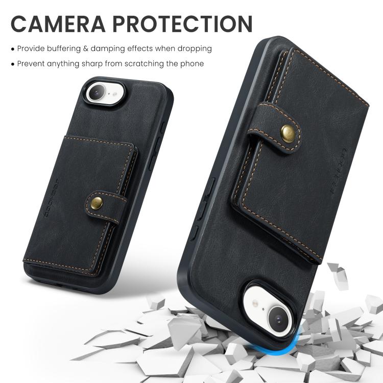 For iPhone 17e / 16e JEEHOOD J01 Retro Magnetic Detachable Wallet Phone Case