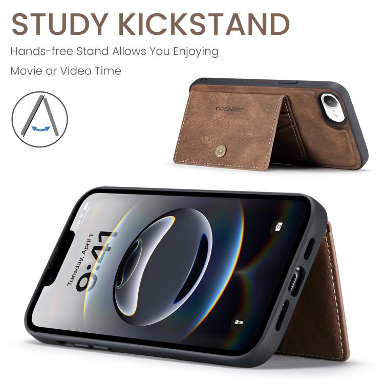 For iPhone 17e / 16e JEEHOOD J01 Retro Magnetic Detachable Wallet Phone Case