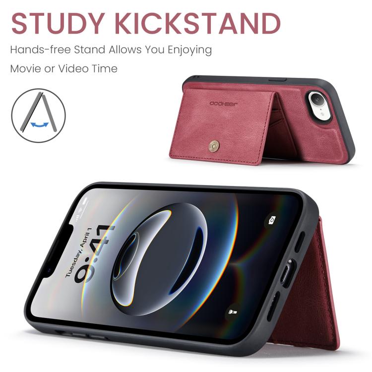 For iPhone 17e / 16e JEEHOOD J01 Retro Magnetic Detachable Wallet Phone Case