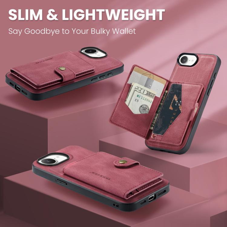 For iPhone 17e / 16e JEEHOOD J01 Retro Magnetic Detachable Wallet Phone Case