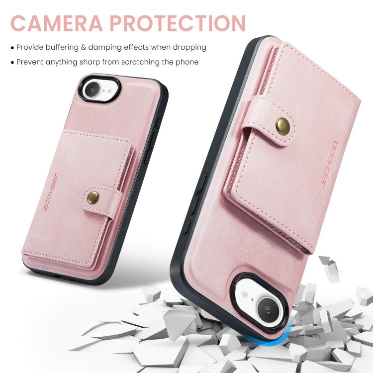 For iPhone 17e / 16e JEEHOOD J01 Retro Magnetic Detachable Wallet Phone Case