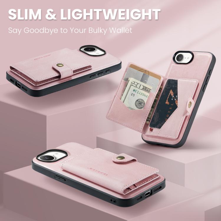 For iPhone 17e / 16e JEEHOOD J01 Retro Magnetic Detachable Wallet Phone Case