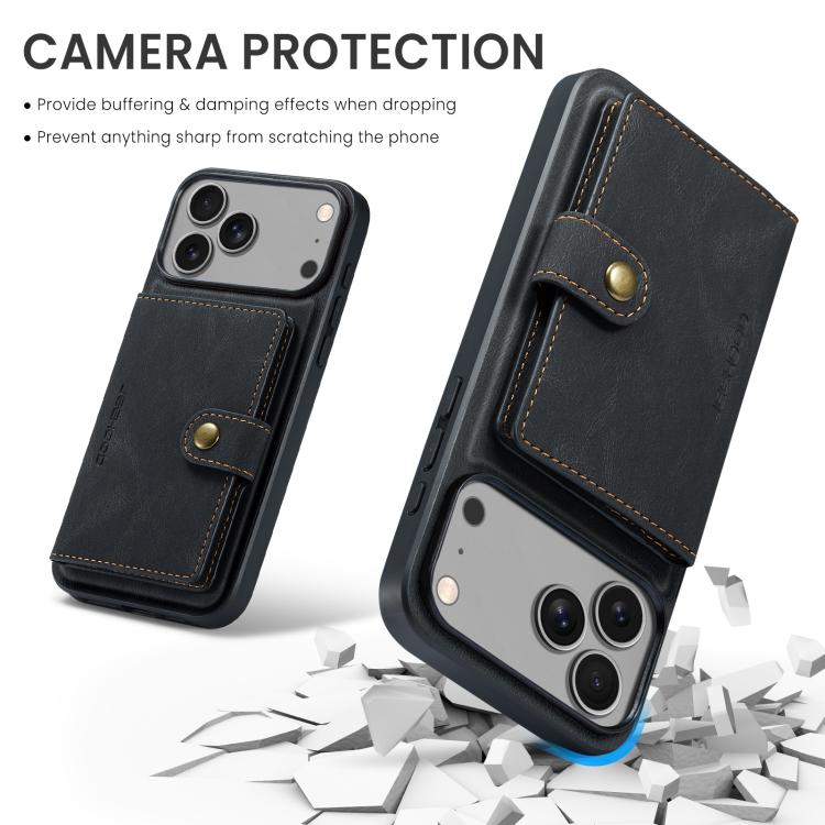 For iPhone 17 Pro Max JEEHOOD J01 Retro Magnetic Detachable Wallet Phone Case