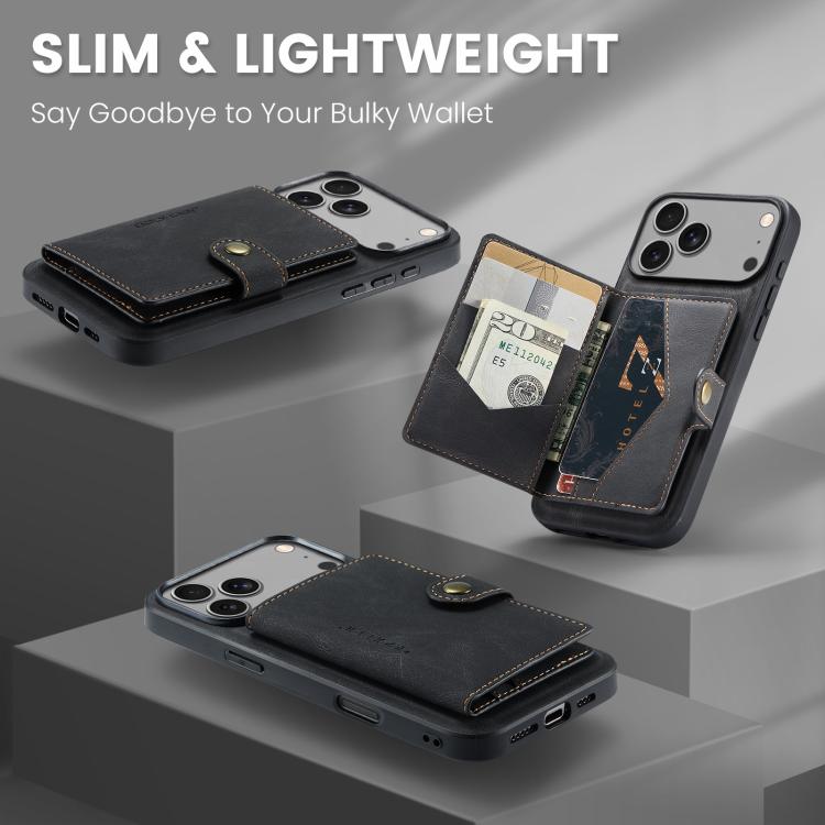 For iPhone 17 Pro Max JEEHOOD J01 Retro Magnetic Detachable Wallet Phone Case