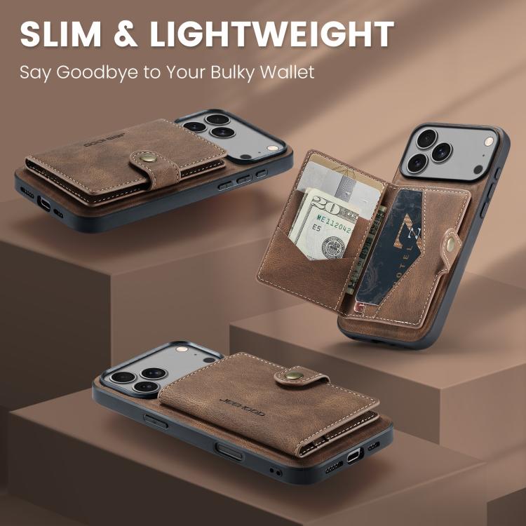 For iPhone 17 Pro Max JEEHOOD J01 Retro Magnetic Detachable Wallet Phone Case
