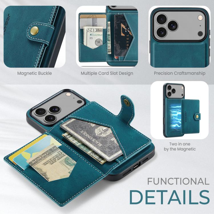 For iPhone 17 Pro Max JEEHOOD J01 Retro Magnetic Detachable Wallet Phone Case