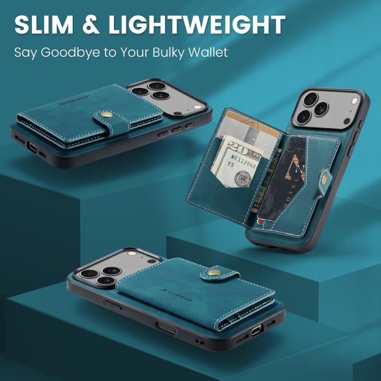For iPhone 17 Pro Max JEEHOOD J01 Retro Magnetic Detachable Wallet Phone Case