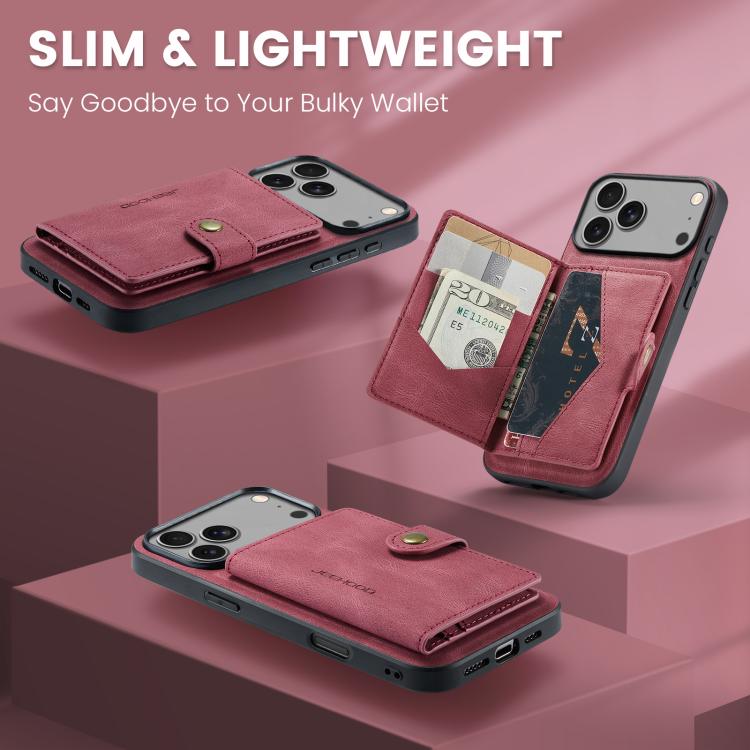 For iPhone 17 Pro Max JEEHOOD J01 Retro Magnetic Detachable Wallet Phone Case